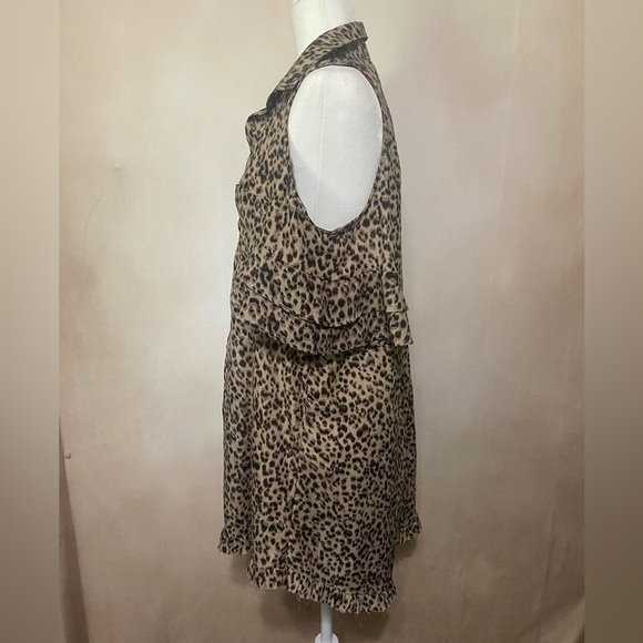 Umgee women's S animal print cold shoulder shirt dress w/ raw seam detail GUC - Picture 3 of 7
